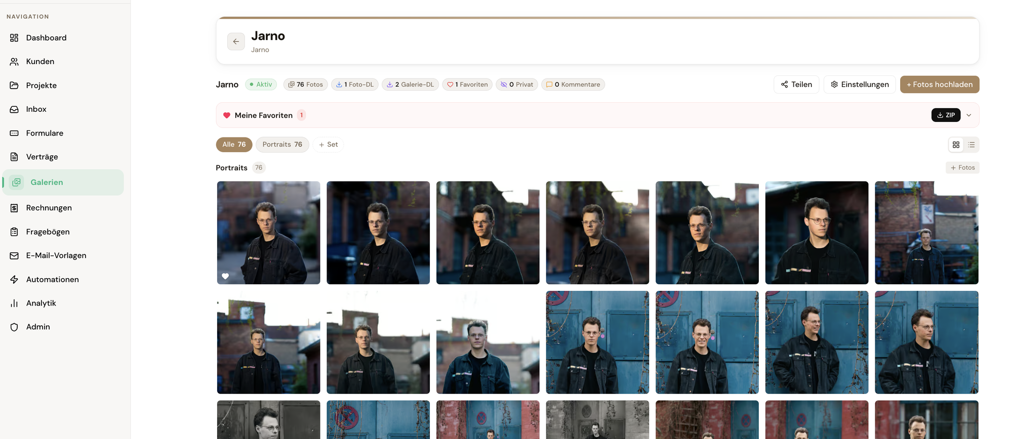 Fotonizer gallery grid view with sets and favorites